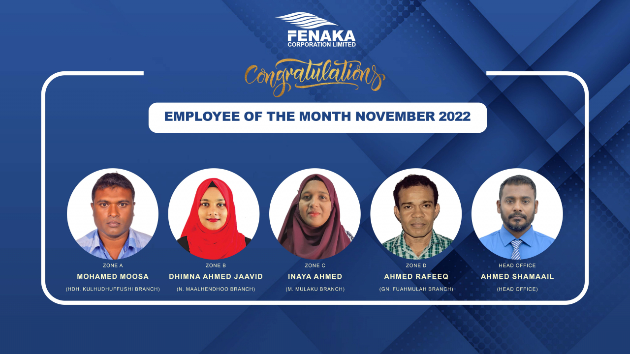 Employee of the Month Award winners for November 2022 - Fenaka